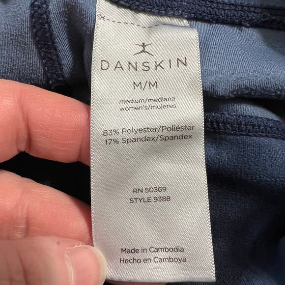 Danskin Now Womens Athletic Leggings Acid Wash Tie Dye Blue Pockets Medium - Picture 7 of 8
